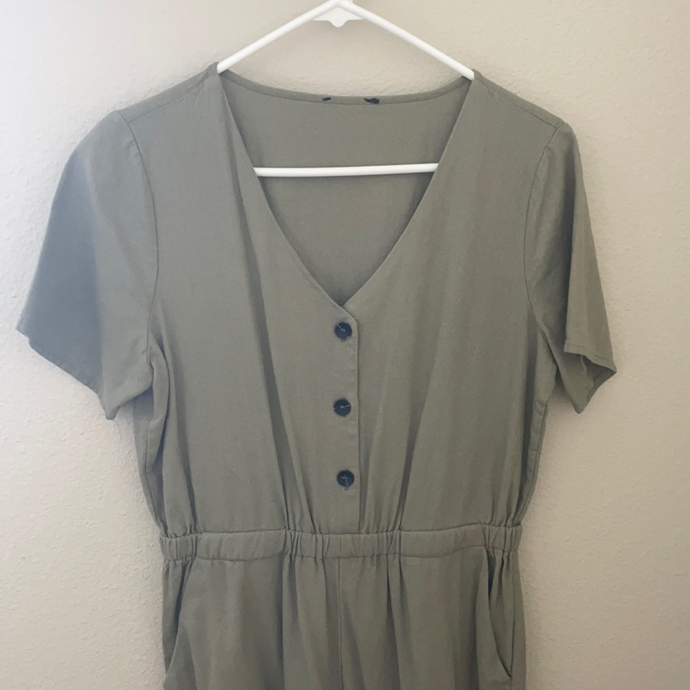 Olive green linen jumpsuit